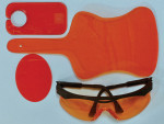 (11.) Examples of protective orange, blue light blocking shields and glasses.